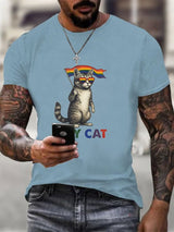 Men's Gay Month Rainbow Print Casual Crew Neck   T-Shirt