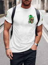 Men's St. Patricks Day St. Patricks Day Hello Darkness My Old Friend Beer Skull Print T-Shirt