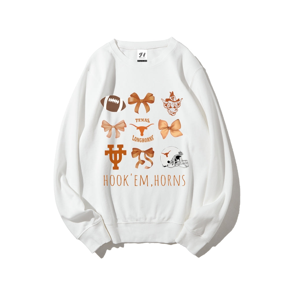 Colleges Football Design Sweatshirt-HOOK'EM, HORNS