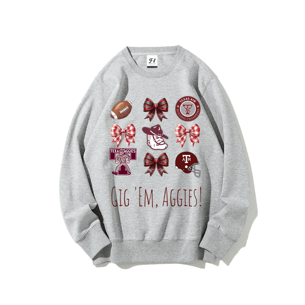 Colleges Football Design Sweatshirt-GIG'EM, AGGIES!