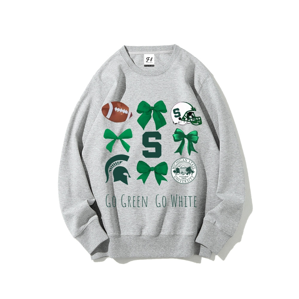 Colleges Football Design Sweatshirt-GO GREEN GO WHITE