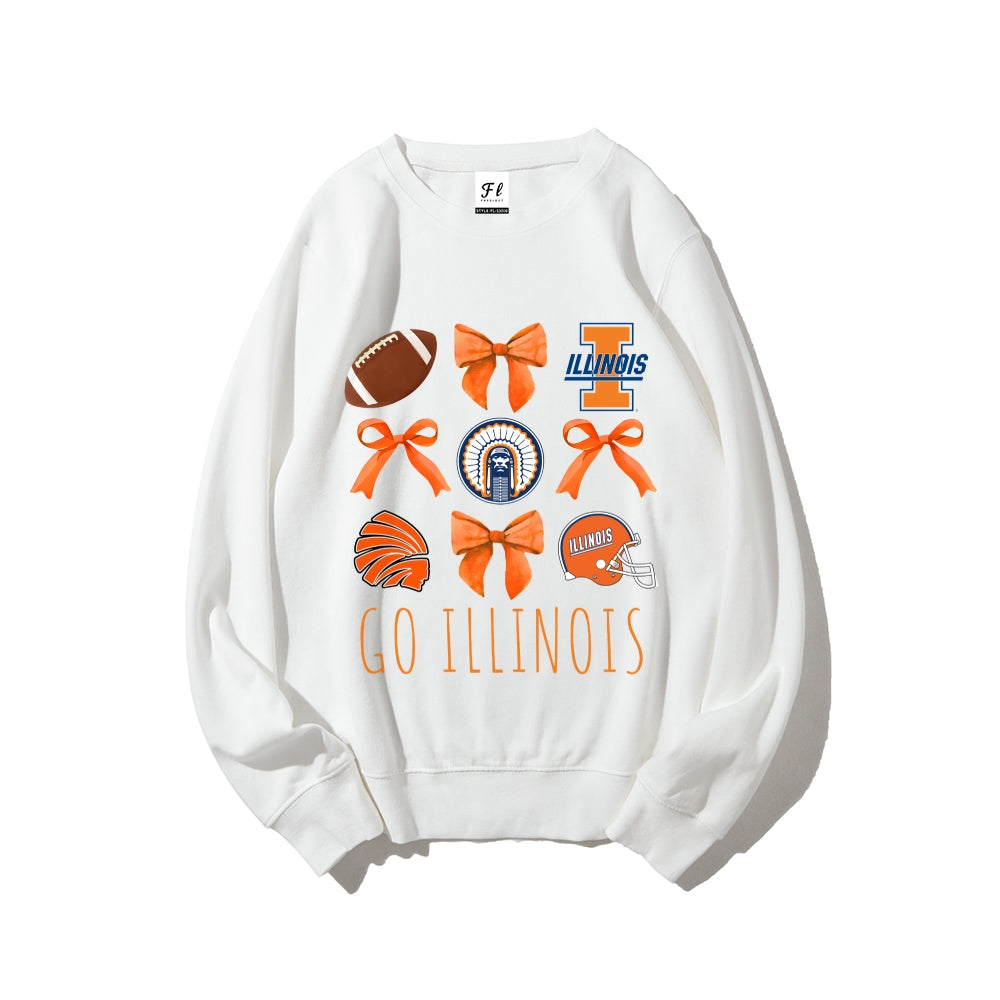 Colleges Football Design Sweatshirt-GO ILLINOIS