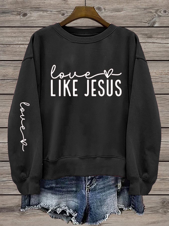 Women's Valentine's Day Faith Print Crew Neck Sweatshirt