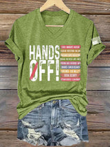 Women's Retro Hands Off Protest Print T-Shirt
