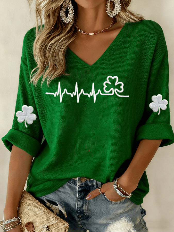 Women's St. Patrick's Day Art Pattern Print T-Shirt Top