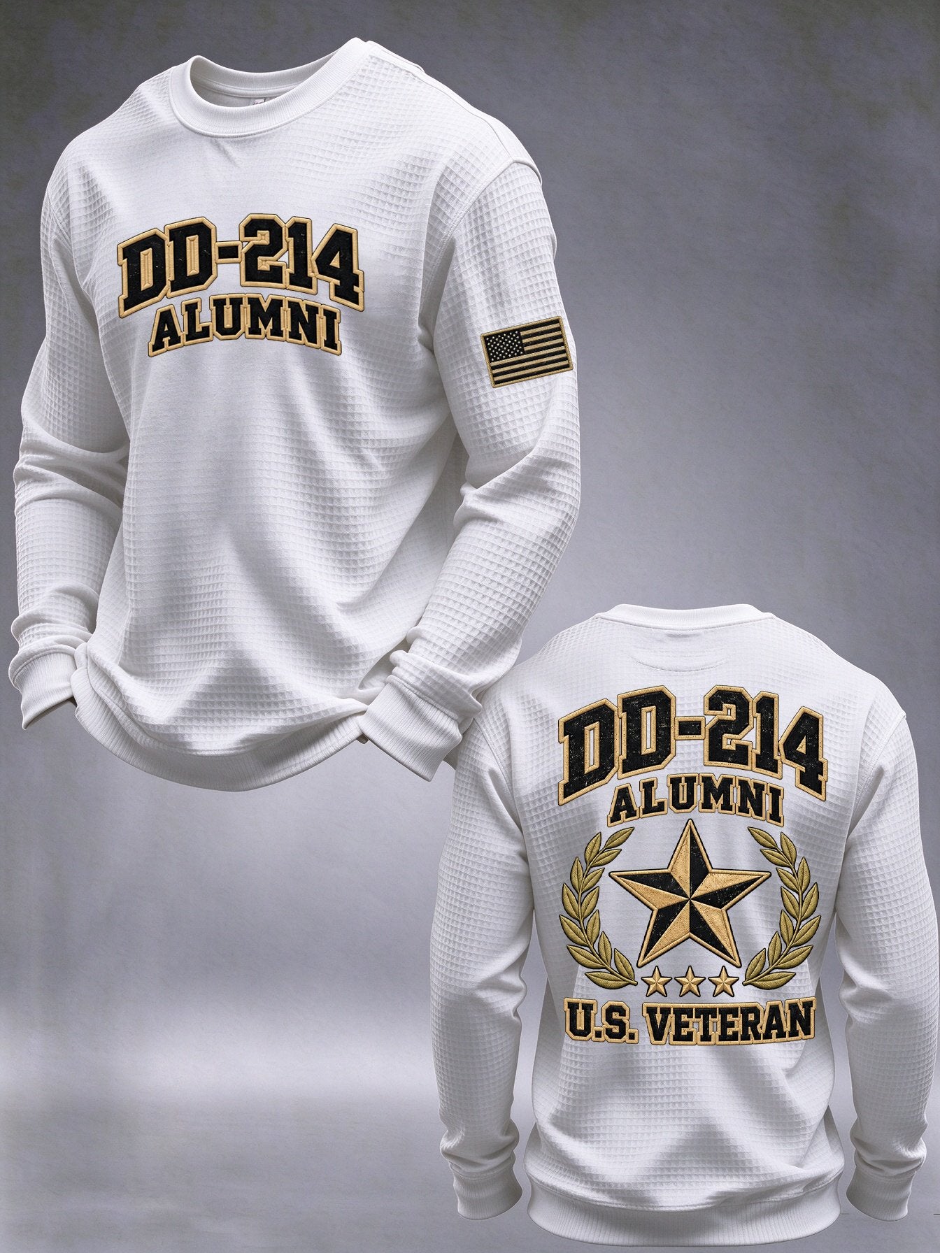 Men's Veteran Pride DD-214 Printed Waffle Long-Sleeve T-Shirt