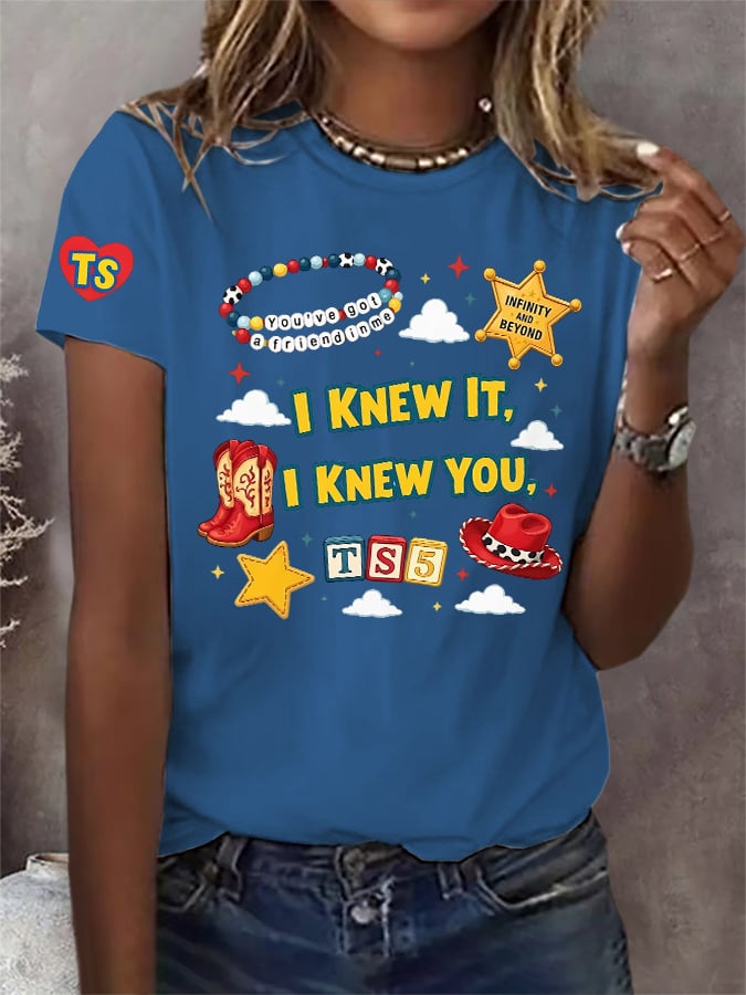 Retro I Knew It Print T-Shirt