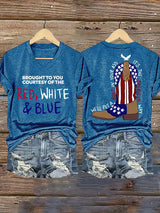 Women's  RED, WHITE & BLUE Print T-Shirt