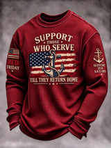 Men's Red Friday Casual Waffle-Knit Top