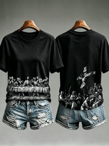 Women's Jesus Print, Gothic Art T-Shirt