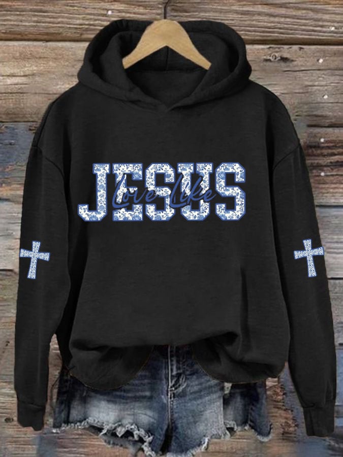 Women'S Love Like Jesus Printed Casual Hoodie