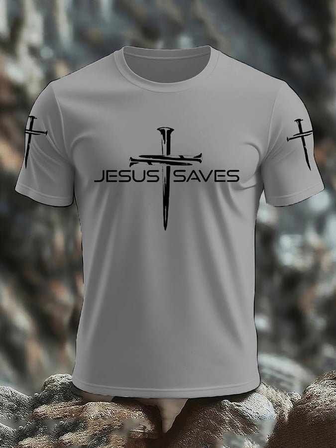 🔥Buy 3 Get 15% Off🔥Men's Faith Jesus Saves Print Casual T-Shirt
