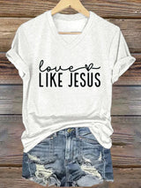 Women's Valentine's Day Faith Print V-Neck T-Shirt
