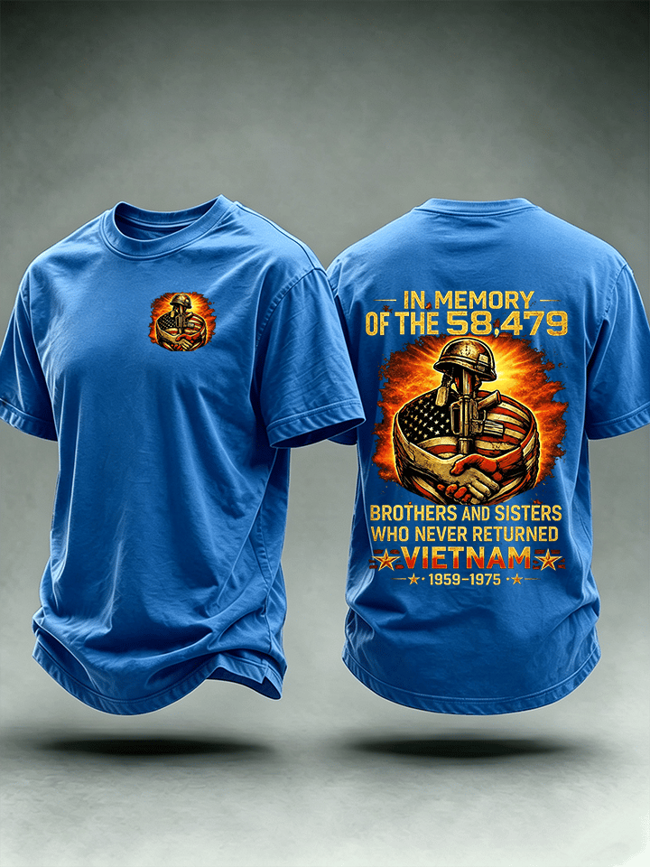 Men's In Memory Of The 58,479 Tribute T-Shirt, Vietnam Era Memorial Graphic Tee