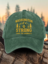 Retro Washington Strong Save The Animals Print Baseball Cap