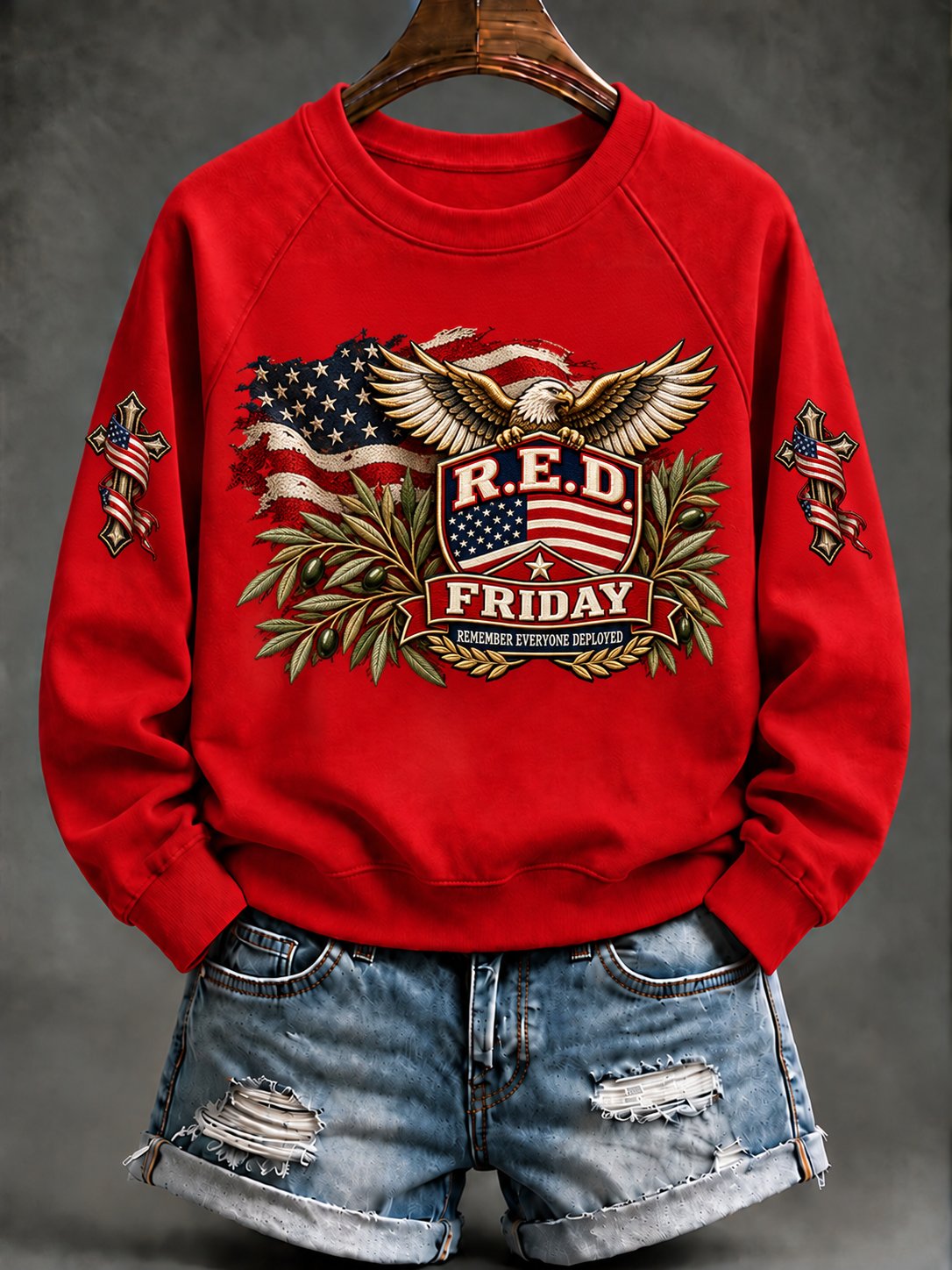 Women's Red Friday Print Sweatshirt