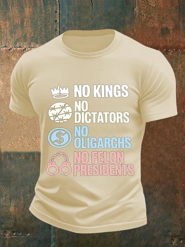 Men's  No Kings No Dictators Protest print  T-Shirt