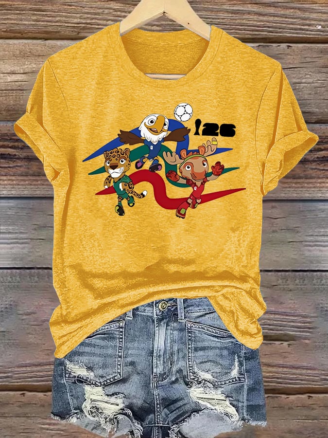 Women's  2026 World Cup Soccer Mascot printed  T-shirt