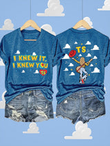 V-Neck Retro I Knew It Print T-Shirt