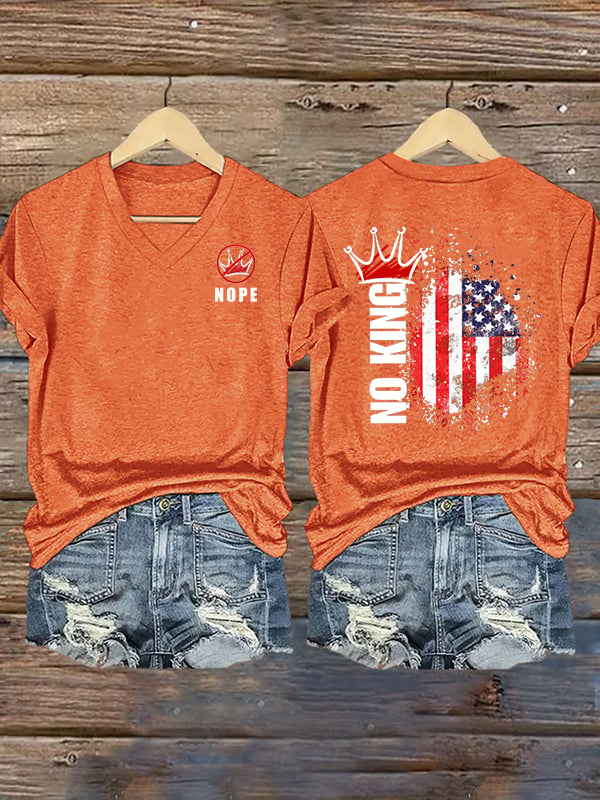 Women's  NOPE No King American Flag  Print T-Shirt