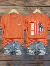 Women's  NOPE No King American Flag  Print T-Shirt