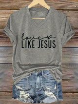 Women's Valentine's Day Faith Print V-Neck T-Shirt