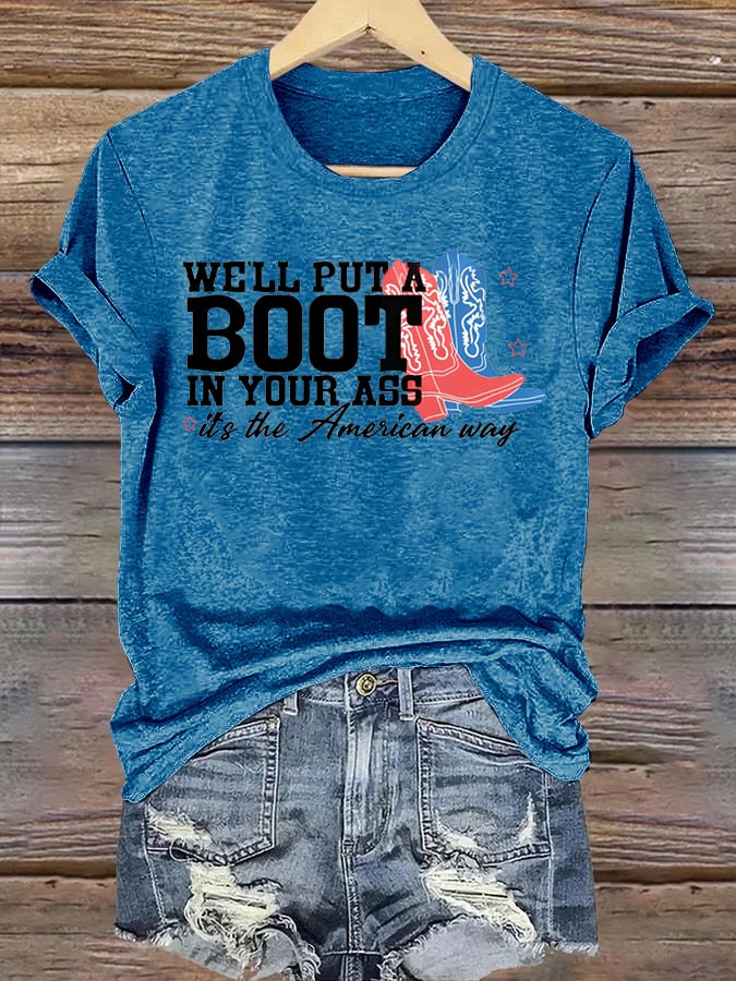 Women's  Courtesy of the Red, White and Blue Cowboy T-Shirt
