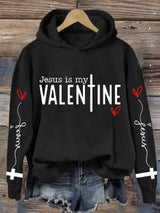 Women's Jesus Is My Valentine Print Hoodie