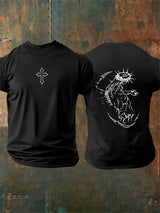 Unisex Fearless Cross Print Acid Washed T-shirt