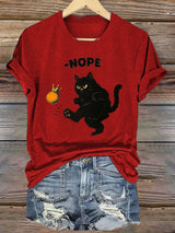 🔥Buy 3 Get 15% Off🔥Women's Retro No Kings In America Cat Crown Nope Print Short Sleeve T-Shirt