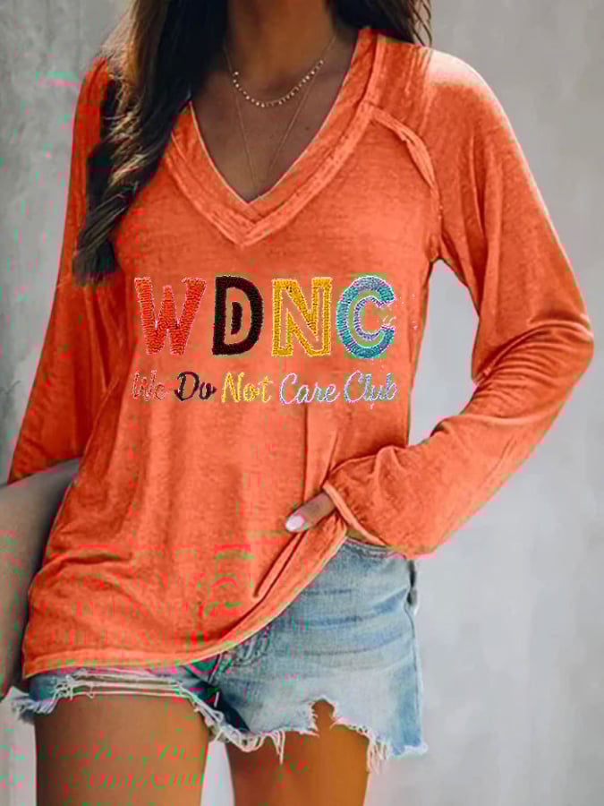 Women's  V-neck Retro Funny Proud Member Of WDNC Club Menopause Perimenopause Print T-Shirt