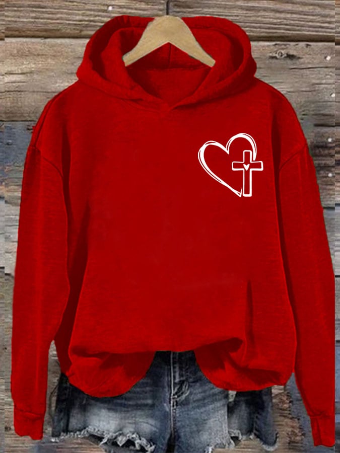 Women's  Love Cross Print Casual Sweatshirt