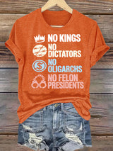 Women's  No Kings No Dictators Protest print T-Shirt