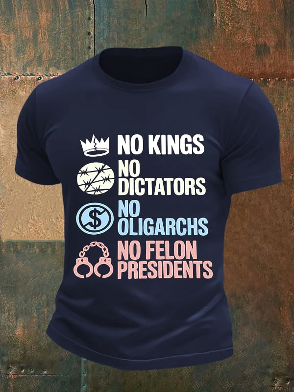 Men's  No Kings No Dictators Protest print  T-Shirt