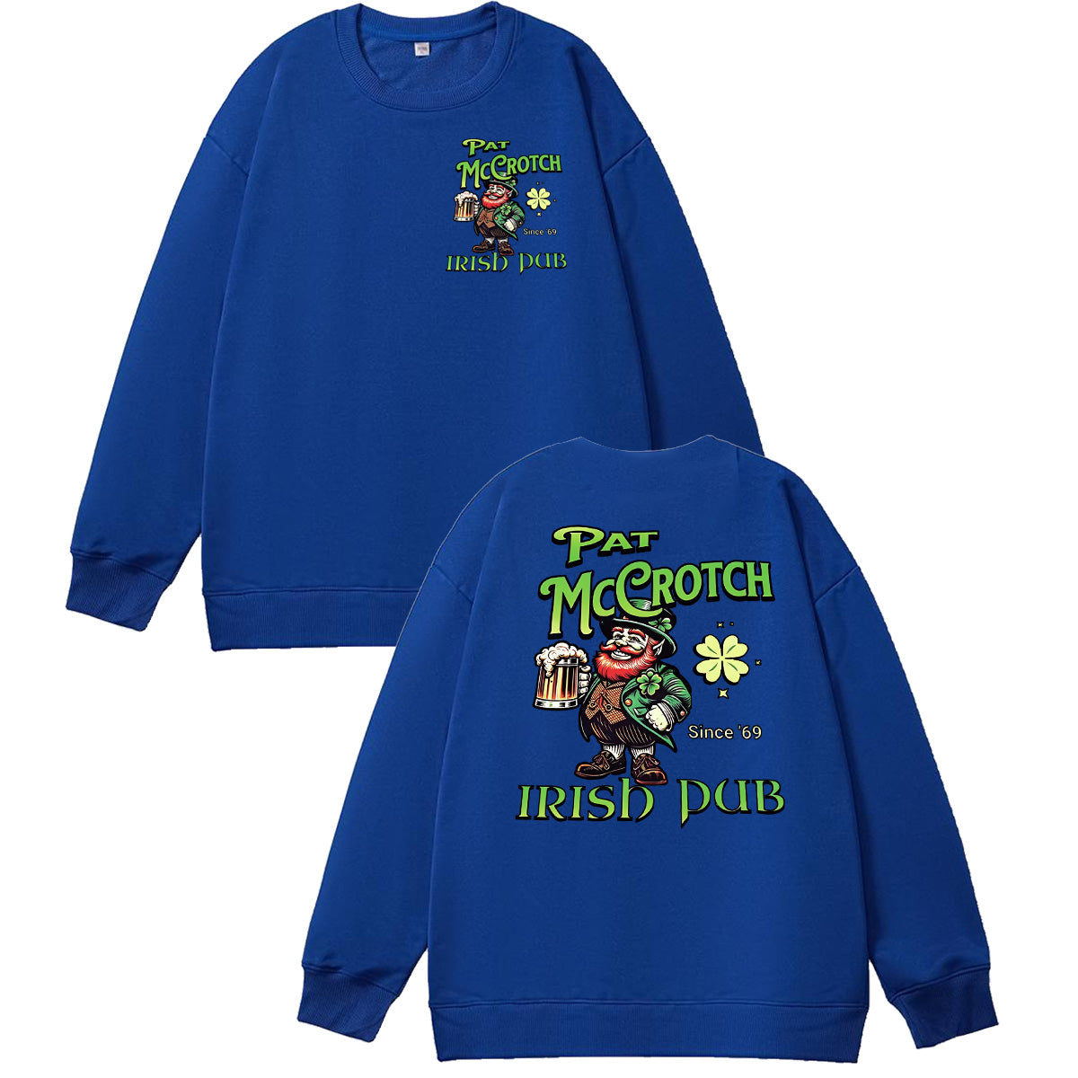 St.Patrick's Day Print Pattern 100% 300g Cotton Crew Neck Sweatshirt