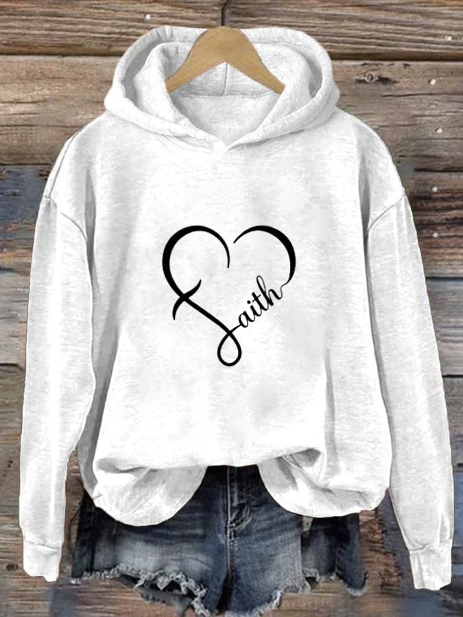 Women's Faith Cross Love Print Casual Round Neck Sweatshirt