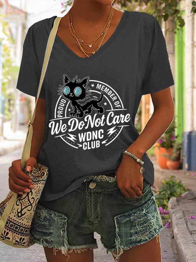 Women's  Retro Funny Proud Member Of WDNC Club We Do Not Care Menopause Perimenopause Print T-Shirt