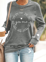 Women's You Are Enough Valentine'S Day Christian Print Sweatshirt