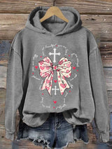 Women's You Are Enough,Loved,Worthy,Valentines Day Christian Print Hooded Sweatshirt