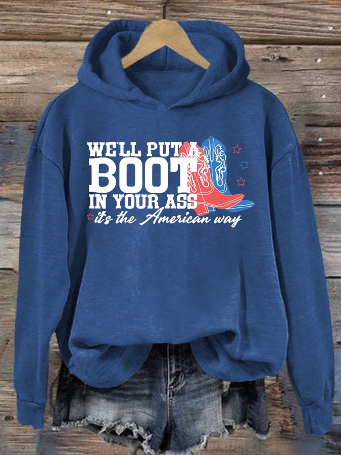 Women's  Courtesy of the Red, White and Blue Cowboy  Hoodie