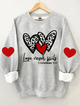 Women's Love Never Fails Print Casual Long Sleeve Sweatshirt