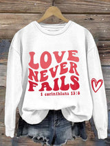 Women's Love Never Fails Print Sweatshirt
