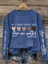 Women's Christian Valentine's Day Printed Round Neck Long Sleeve Sweatshirt