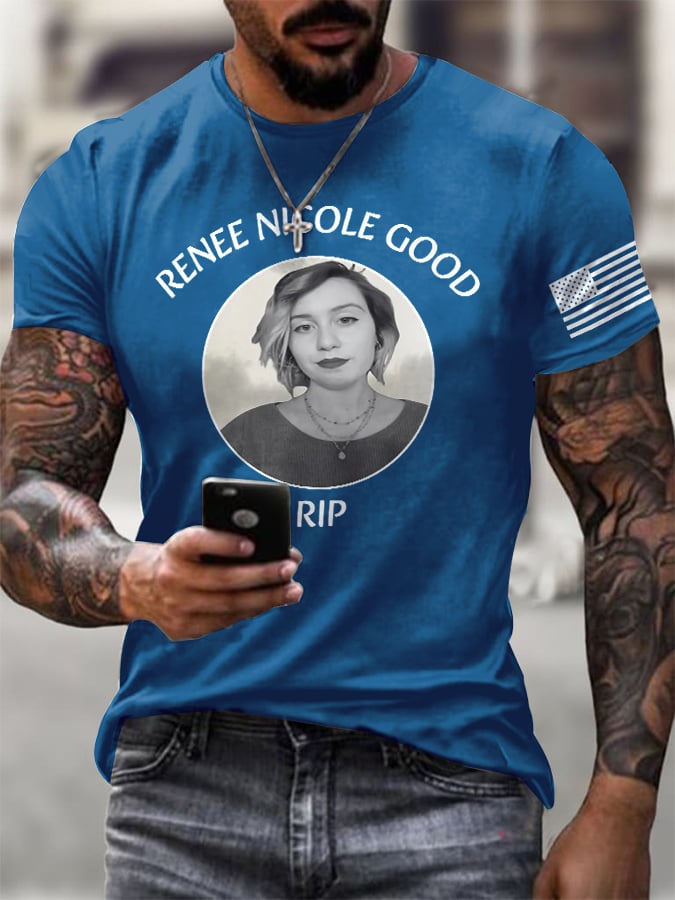 Men's Retro Justice For Renee Nicole Good Print T-Shirt