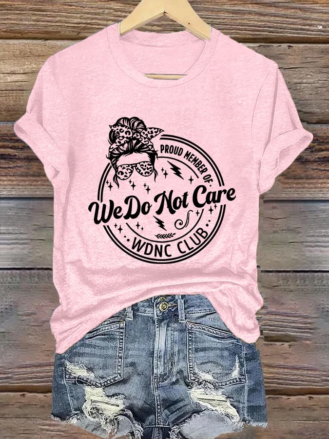 Retro Funny Proud Member Of WDNC Club We Do Not Care Menopause Perimenopause Print T-Shirt