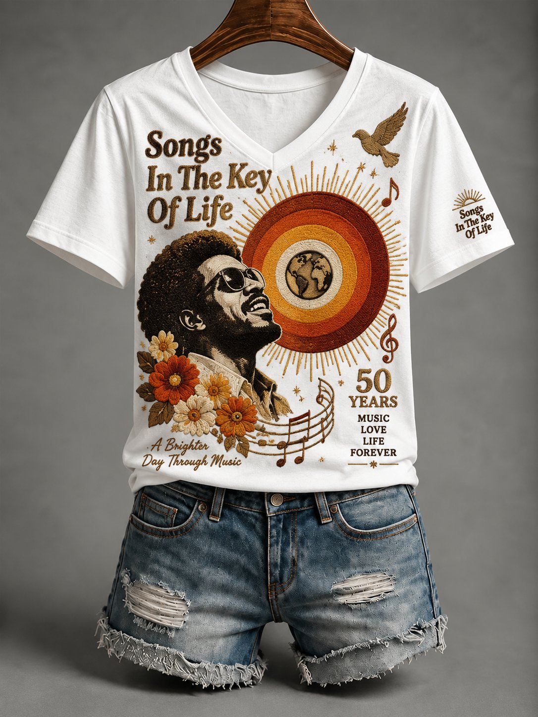 Women's Songs In Key Of Life Print Casual T-shirt