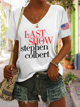 🔥Buy 3 Get 15% Off V-Neck Retro Last Show Print T-Shirt