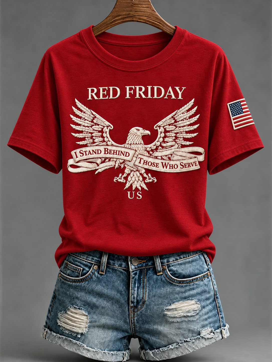 Women's Red Friday Print Top