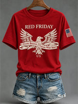 Women's Red Friday Print Top