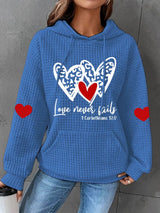 Women's Love Never Fails Heart Print Casual Sweatshirt
